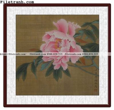 File gốc hoa mau don ve tay 321 (in lụa) tranh thuận buồm