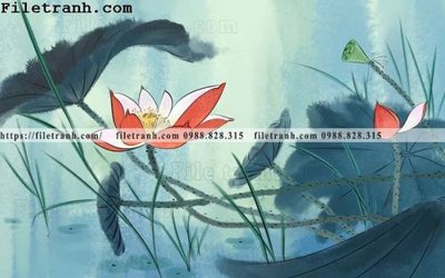File ảnh hoa sen mau nuoc 108 (gốc) in decal dán tường