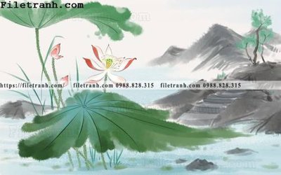 File PSD hoa sen mau nuoc 112 (gốc) cho designer