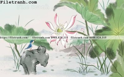 File in ấn hoa sen mau nuoc 113 (bản gốc) chất lượng cao