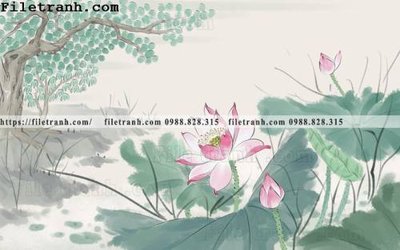 Download file hoa sen mau nuoc 114 (gốc) in mica bàn thờ