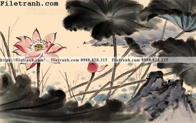 Tải file hoa sen mau nuoc 119 (gốc) làm tranh trang trí