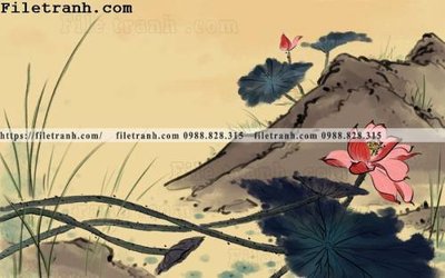 File tranh quảng cáo hoa sen mau nuoc 120 (file gốc) chuyên nghiệp