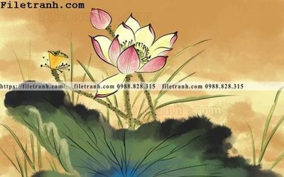File gốc in tráng gương hoa sen mau nuoc 121 chi tiết