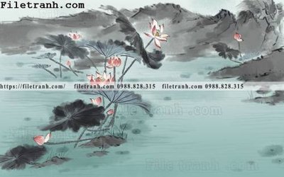 File in ấn hoa sen mau nuoc 126 (bản gốc) sắc nét