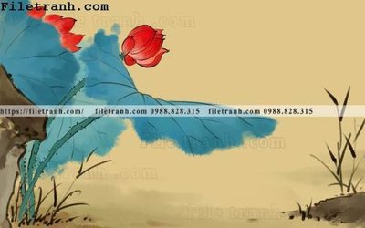 File tranh hoa sen mau nuoc 161 (gốc) in backlit film