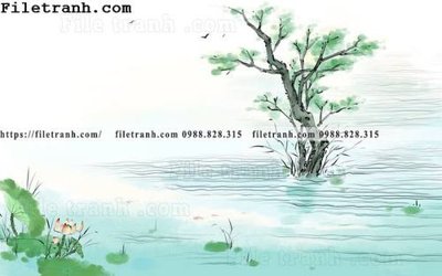 Tải file hoa sen mau nuoc 162 (PSD) cho in tranh kính