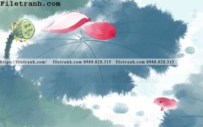 File tranh in tráng gương hoa sen mau nuoc 191 (siêu nét)