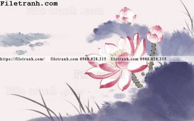 Ảnh gốc file in lụa hoa sen mau nuoc 192 chi tiết