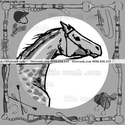 Tải file tranh gốc hoa tiet ngua Hermes 1554 chất lượng cao