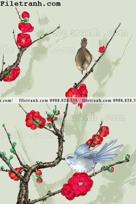 File gốc hoa va chim hien dai tranh dung 107 (in 3D) nghệ thuật