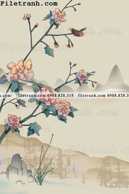 File PSD hoa va chim hien dai tranh dung 117 (bản gốc) cho nhà in