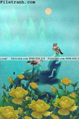 File tranh hoa va chim hien dai tranh dung 126 (file gốc) chủ đề phong thủy