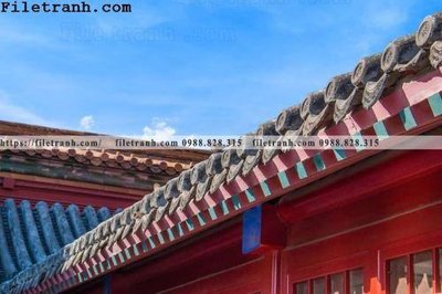 File tranh mai hien cua toa nha co 256 (bản gốc) in lụa 3D