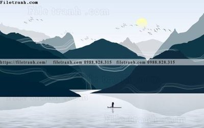 File tranh phong cach phong canh muc trung quoc 250 (gốc) in vải canvas