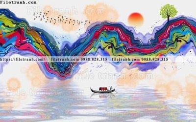 File tranh gốc PSD phong cach phong canh muc trung quoc 257 còn nguyên layer