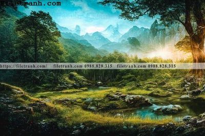 File in lụa phong canh cay rung ngang 208 (chất lượng cao) phong canh cay rung ngang 208