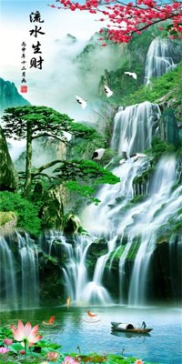 Chi tiết file gốc File phong thủy đứng thác nước PTD365 (cho in tráng gương)