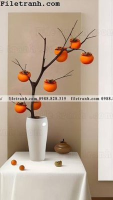 File tranh qua hong moi cua Trung Quoc 114 (bản gốc) treo phòng ăn