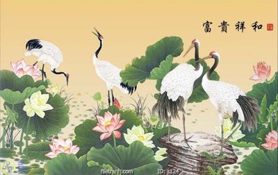 File ảnh Tranh cửu ngư quần hội sen cá S124 (gốc) in PP, decal