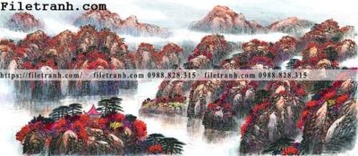 File tranh thuy mac trung quoc mau do 114 (file gốc) chuẩn màu in