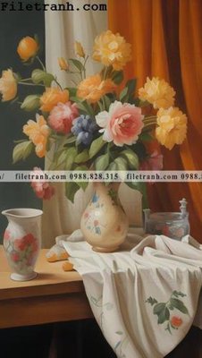 Download file gốc tinh vat hoa My 107 (in lụa) tranh 3D