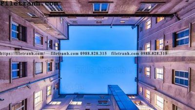 File tranh toa nha hinh hoc ngang 257 (bản gốc) in lụa 3D