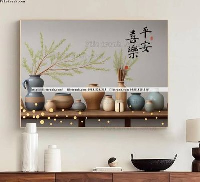 File tranh trang trí tranh binh hoa hop dong ho nha hang 505 (file gốc)