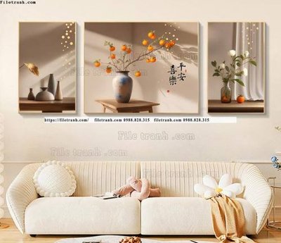 File gốc tranh bo 3 binh hoa kieu moi hien dai 501 (in 3D) nghệ thuật