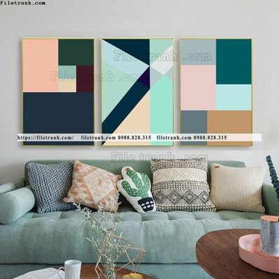 File gốc in ấn tranh bo 3 tam hinh hoc truu tuong 503 độ phân giải cao