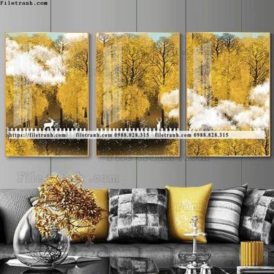 File tranh tranh bo 3 tam pha le guong 509 (bản gốc) treo quán cafe