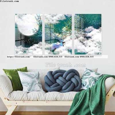 File in lụa tranh bo 3 tam pha le guong 534 (hoa văn) tranh bo 3 tam pha le guong 534