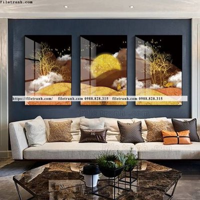 File tranh tranh bo 3 tam pha le guong 607 (bản gốc) treo quán cafe