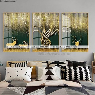 File ảnh tranh bo 3 tam pha le guong 611 (gốc) in poster