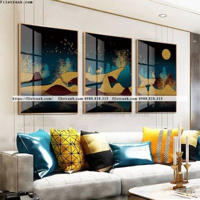 Hình ảnh file gốc in trần nhà tranh bo 3 tam pha le guong 700