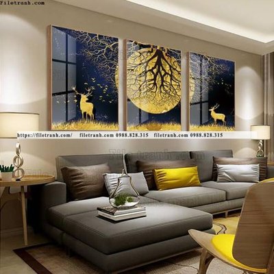 File ảnh tranh bo 3 tam pha le guong 711 (gốc) in decal dán tường