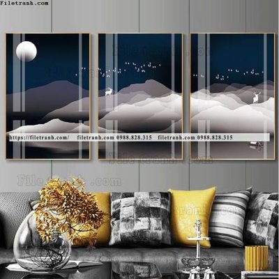 File tranh gốc tranh bo 3 tam pha le guong 741 (bản quyền) file PSD