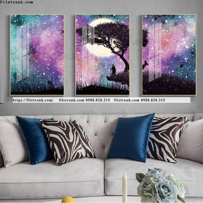 File tranh tranh bo 3 tam pha le guong 859 (bản gốc) trang trí văn phòng