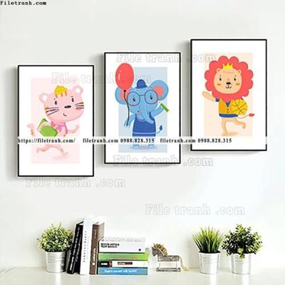 Download file gốc tranh bo 3 tranh hoat hinh tre em ngho nghinh 502 (in lụa) tranh 3D