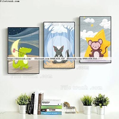 File gốc tranh bo 3 tranh hoat hinh tre em ngho nghinh 511 (bản quyền) cho in ấn