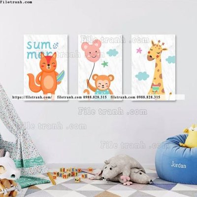 File tranh gốc PSD tranh bo 3 tranh hoat hinh tre em ngho nghinh 515 còn nguyên layer