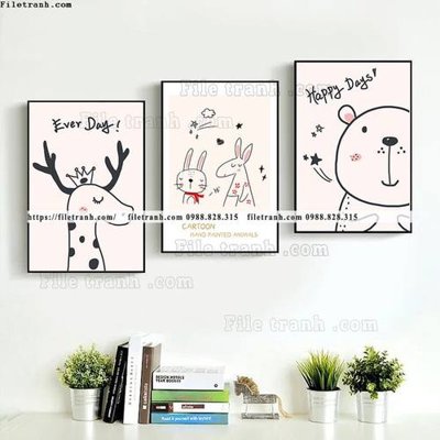 File ảnh tranh bo 3 tranh hoat hinh tre em ngho nghinh 527 (gốc) cho trang trí nhà hàng