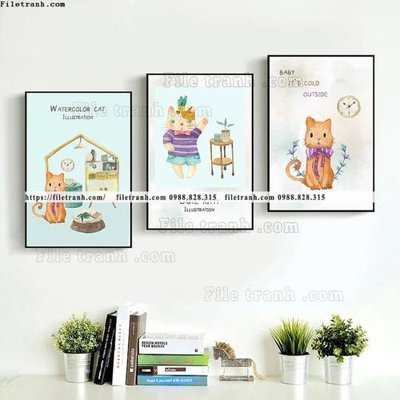 File tranh tranh bo 3 tranh hoat hinh tre em ngho nghinh 528 (ảnh gốc) cho in ấn kỹ thuật số