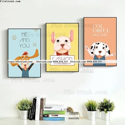 File ảnh tranh bo 3 tranh hoat hinh tre em ngho nghinh 531 (gốc) cho trang trí nhà hàng