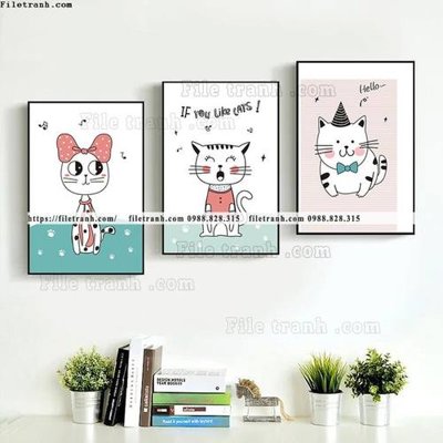 File gốc tranh bo 3 tranh hoat hinh tre em ngho nghinh 537 (trang trí) phòng làm việc