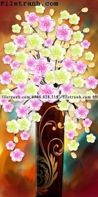File in lụa tranh cay tien hoa mai tai loc 143 (chất lượng cao) tranh cay tien hoa mai tai loc 143