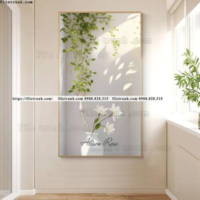 File gốc tranh cay xanh tuoi va co day leo 509 (in tráng gương) ốp tường