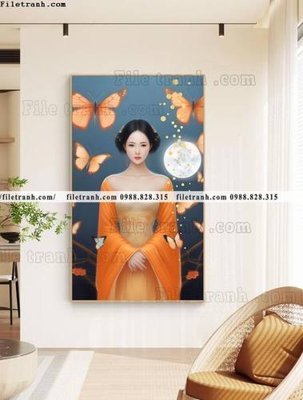 File gốc tranh chan dung co gai truu tuong 505 (in ấn) màu sắc trung thực