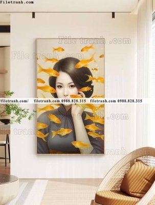 File in mica tranh chan dung co gai truu tuong 509 (ảnh gốc) đẹp