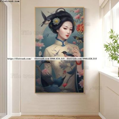 File tranh tranh chan dung co gai truu tuong 520 (bản gốc) in canvas